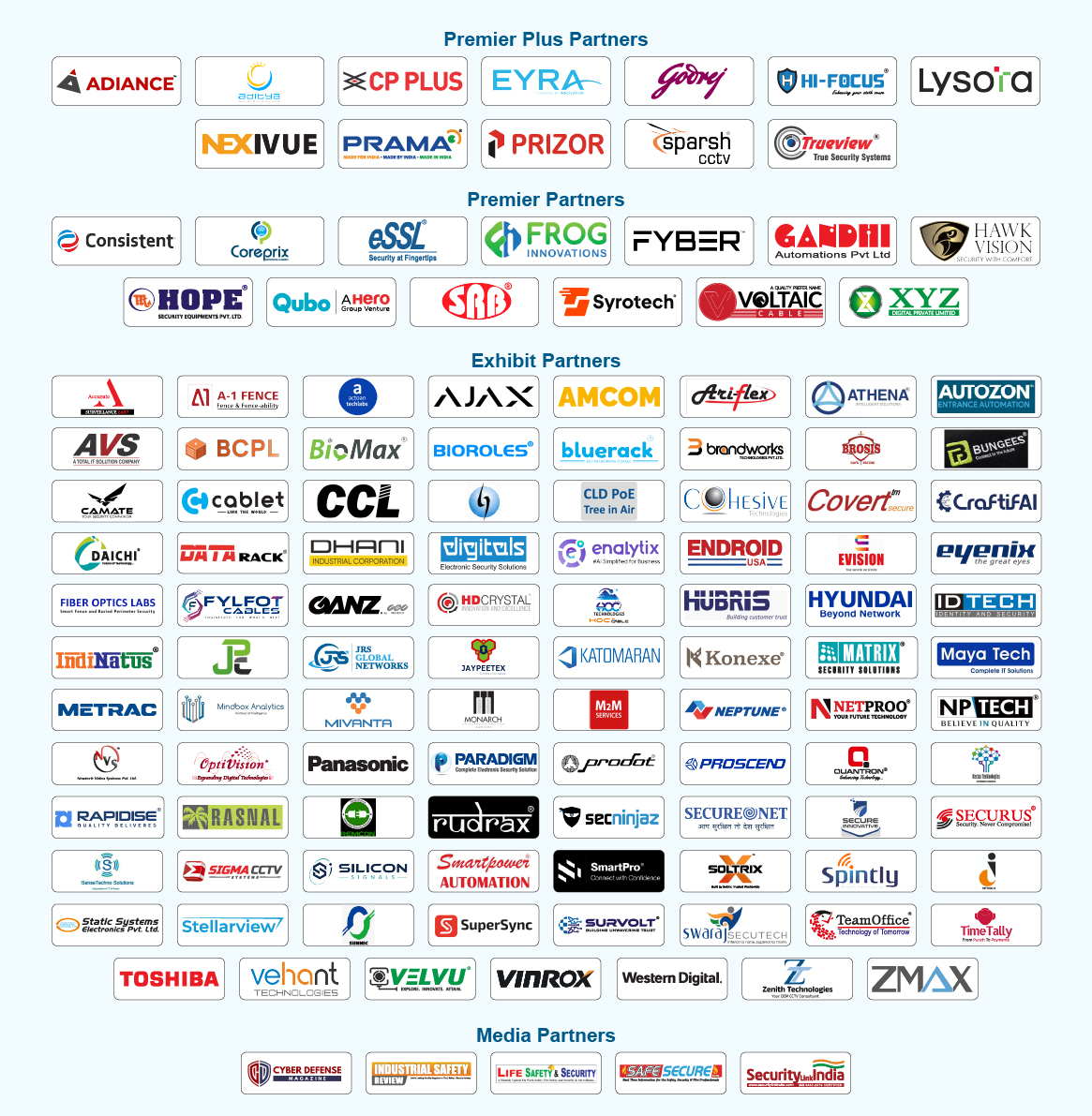 IFSEC India 2026 exhibitor logo grid