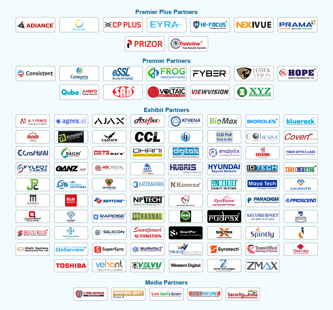 IFSEC India 2026 exhibitor logo grid
