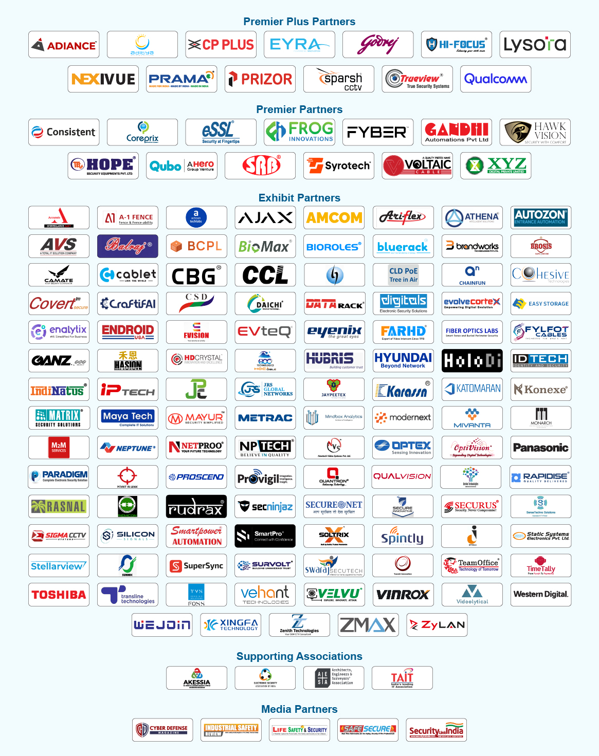 IFSEC India 2026 exhibitor logo grid